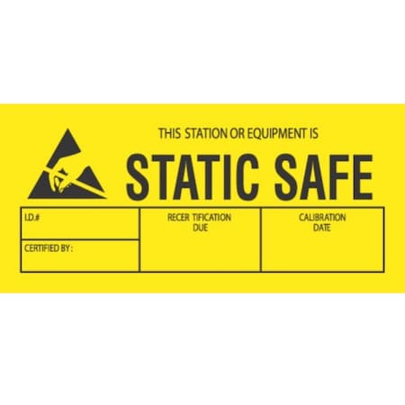 TRANSFORMING TECHNOLOGIES 1-3/4 x 3, "This Station Or Equipment Is Static Safe" LB9070